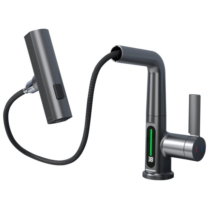 Smart digital pull-out basin faucet
